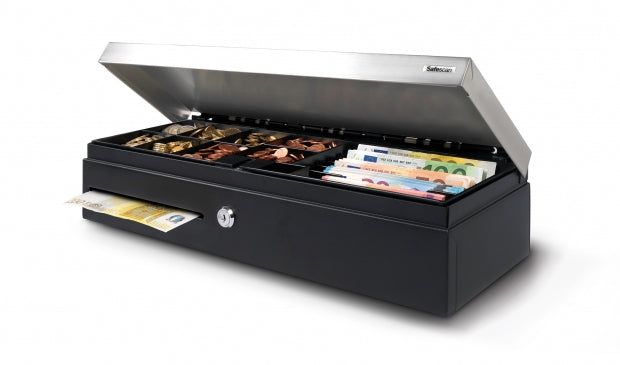 Safescan SD-4617 – Kassenschublade, 6 Scheine/8 Münzen, RJ-12, 460 × 170 × 100 mm, Schwarz/Silber