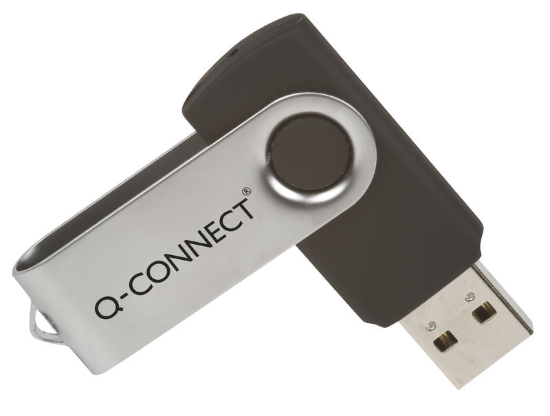Q-CONNECT KF41514 – USB-Stick 64 GB, USB 2.0 Gen 1 (USB Typ-A), Drehring, Edelstahl