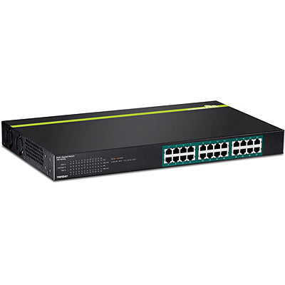 Trendnet TPE-TG240g – Unmanaged L2 Switch – 24× 1G, PoE+, PoE-Budget 370 W, 19", 1U