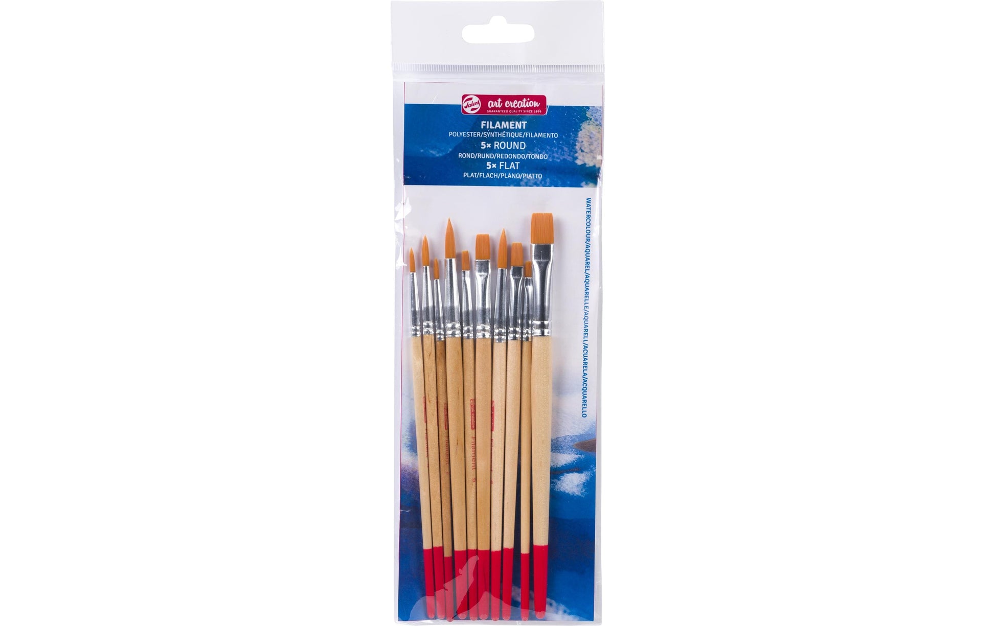 Talens Pinsel-Set – Flachpinsel, Rundpinsel, Polyester, Grösse 2/4/6/8/10/14, 10er-Set