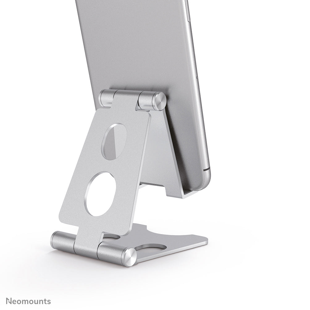 Neomounts Tischständer, faltbar, verstellbar – für bis 4,7" – Silber, Aluminium