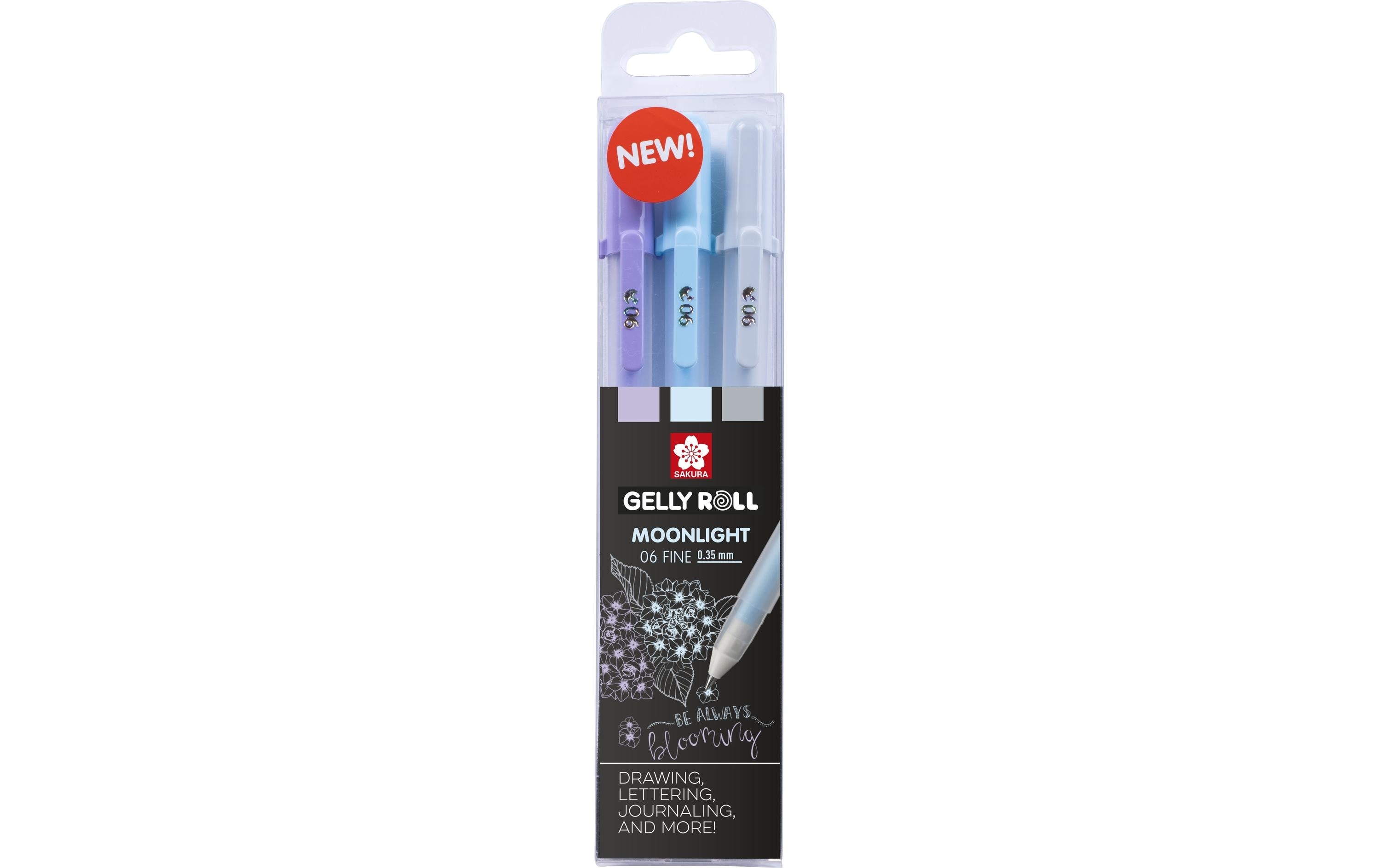 Sakura Gelly Roll Moonlight 06 Calm Gelschreiber – Farben sortiert, Strich 0,35 mm, 3er-Set