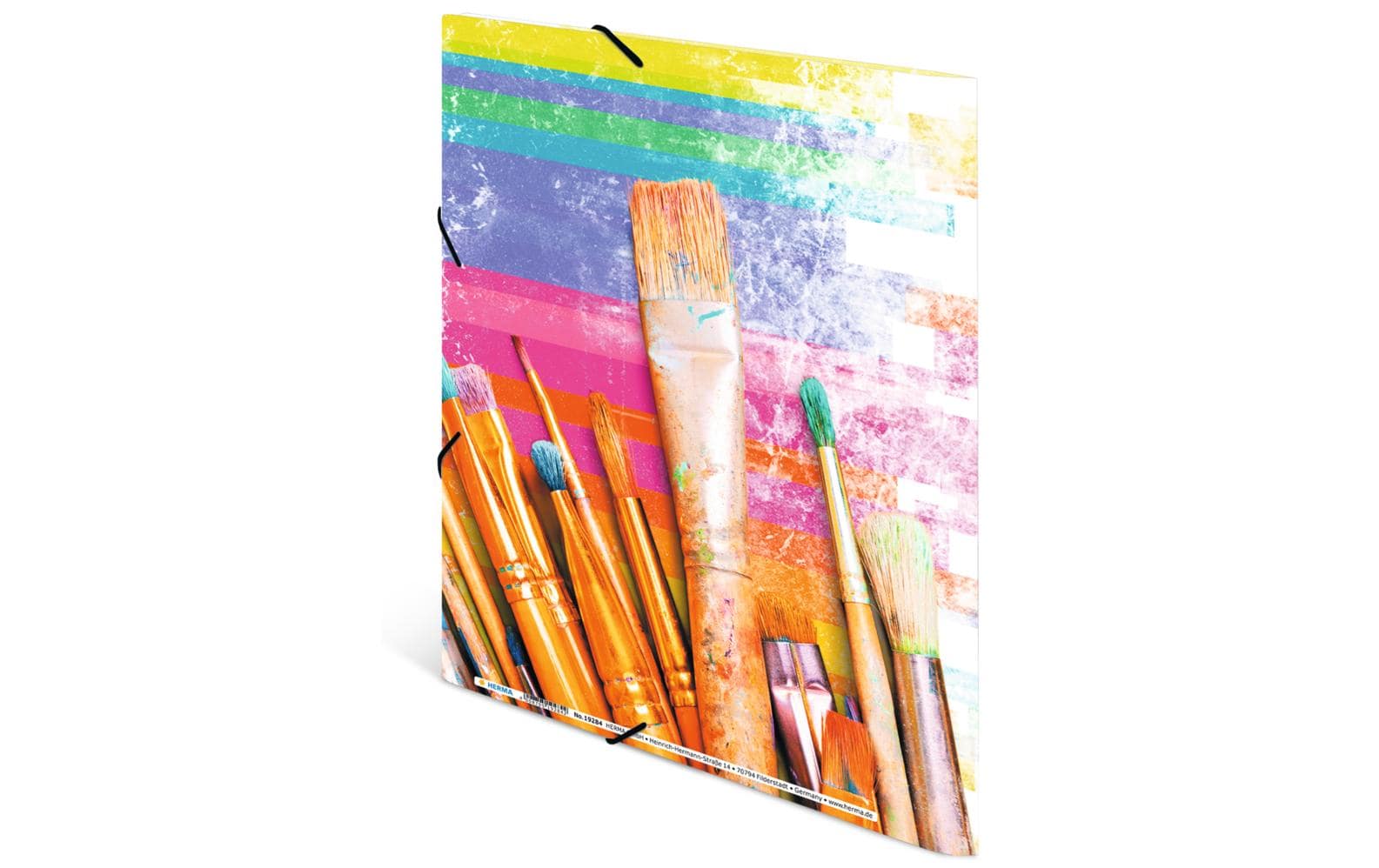 HERMA Eckspannermappe Pinsel A3 – Karton, Mehrfarbig, Innenklappen