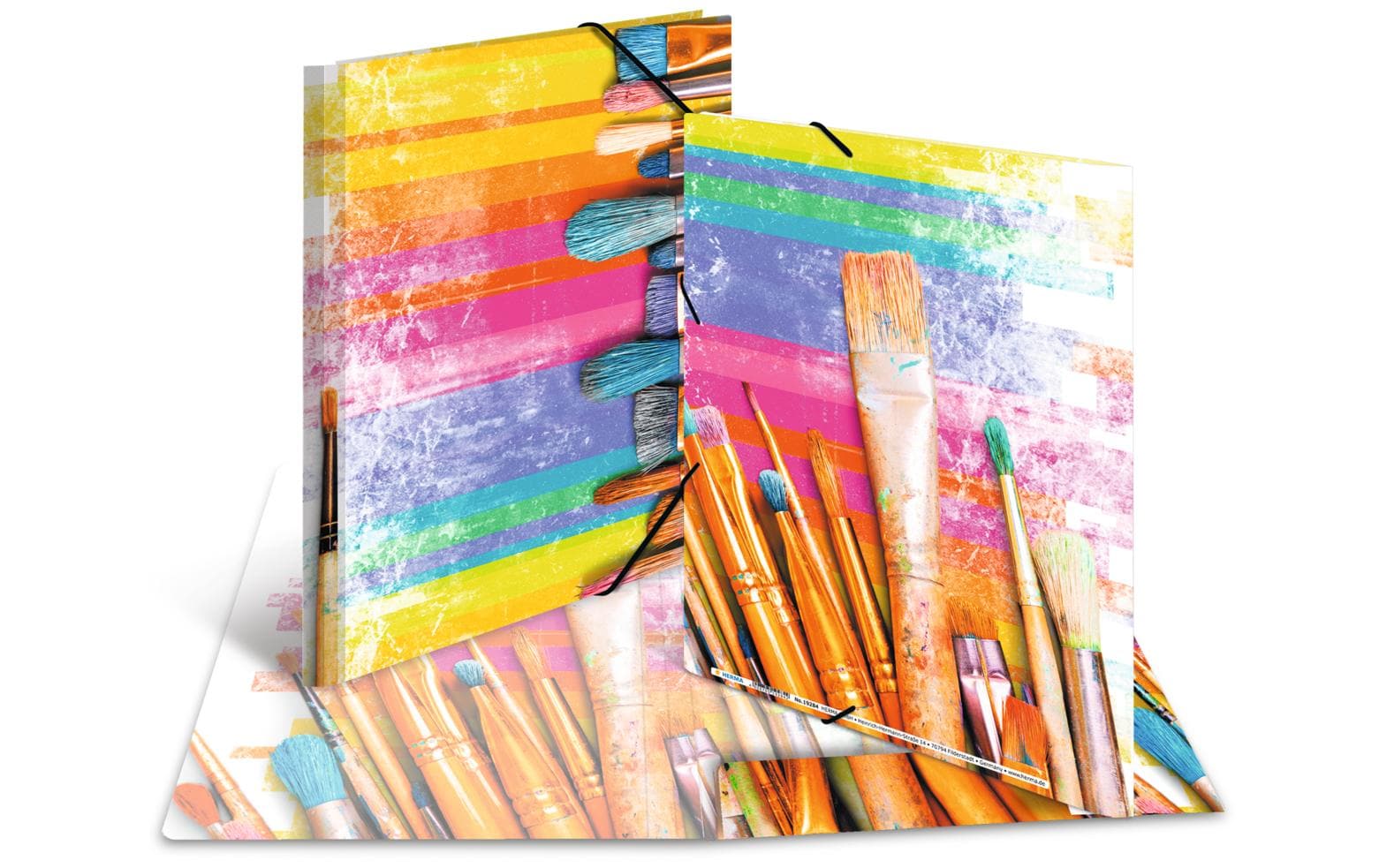 HERMA Eckspannermappe Pinsel A3 – Karton, Mehrfarbig, Innenklappen