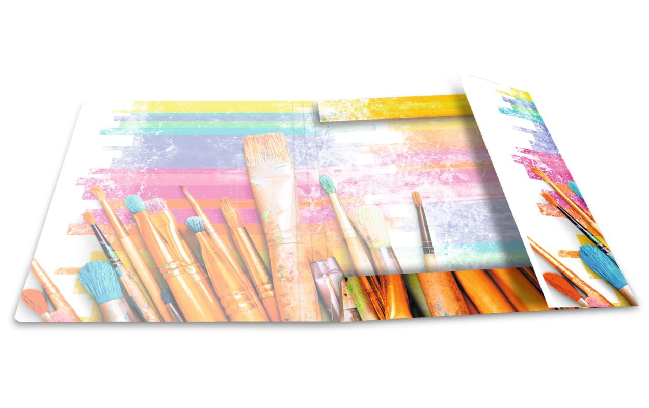 HERMA Eckspannermappe Pinsel A3 – Karton, Mehrfarbig, Innenklappen