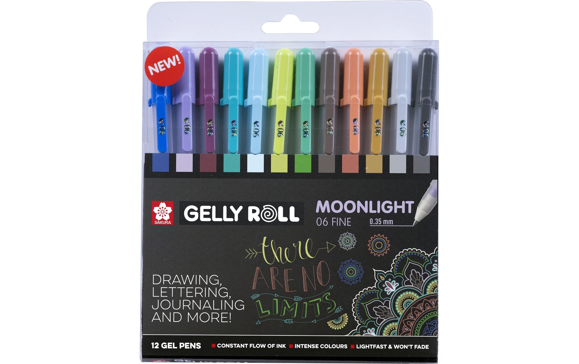 Sakura Gelly Roll Gelschreiber, Kappe – 6 Farben, Spitze 0,35 mm, wasserfest, 12er-Set