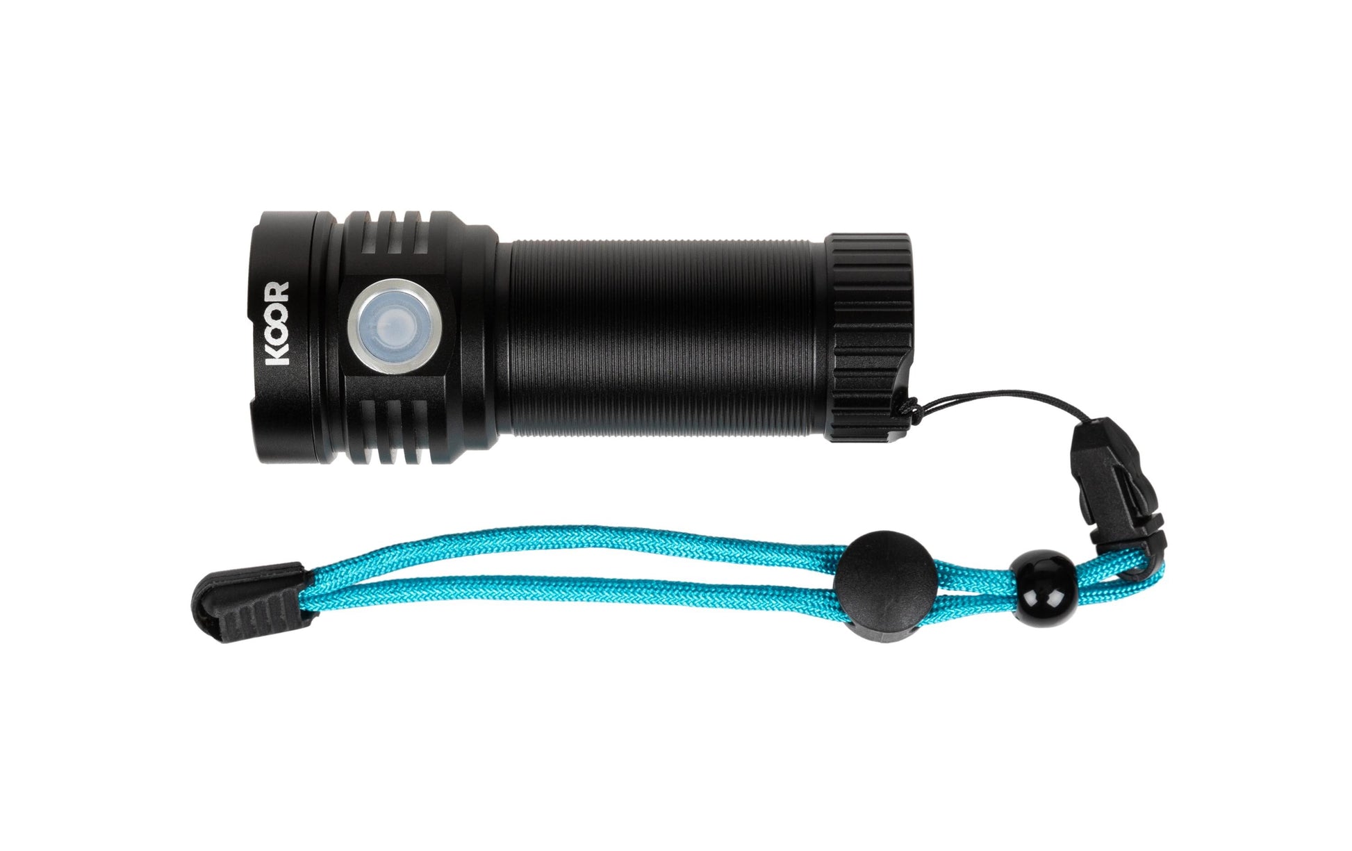 KOOR Taschenlampe F01240 – 3300 lm, 220 m, USB, 3700 mAh, 3-Stufen – Schwarz