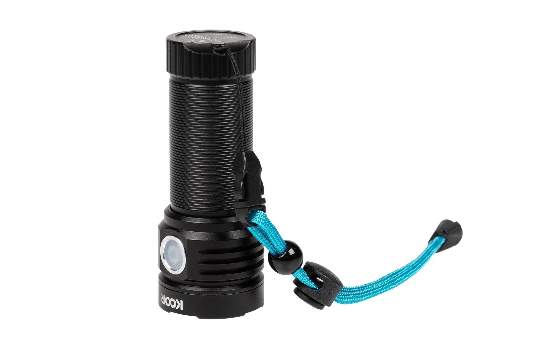 KOOR Taschenlampe F01240 – 3300 lm, 220 m, USB, 3700 mAh, 3-Stufen – Schwarz