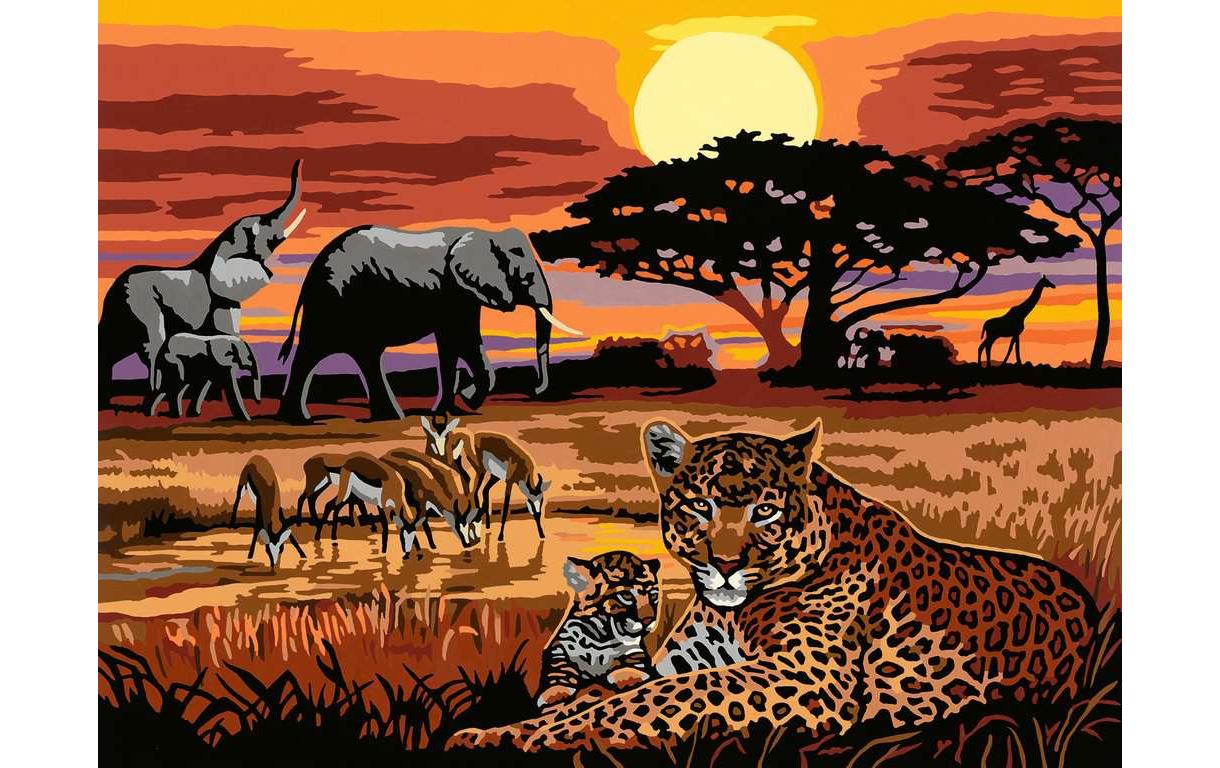 Ravensburger Serie B – Malen-nach-Zahlen-Set – Savannah Landscapes – 40 × 30 cm – ab 14 Jahren