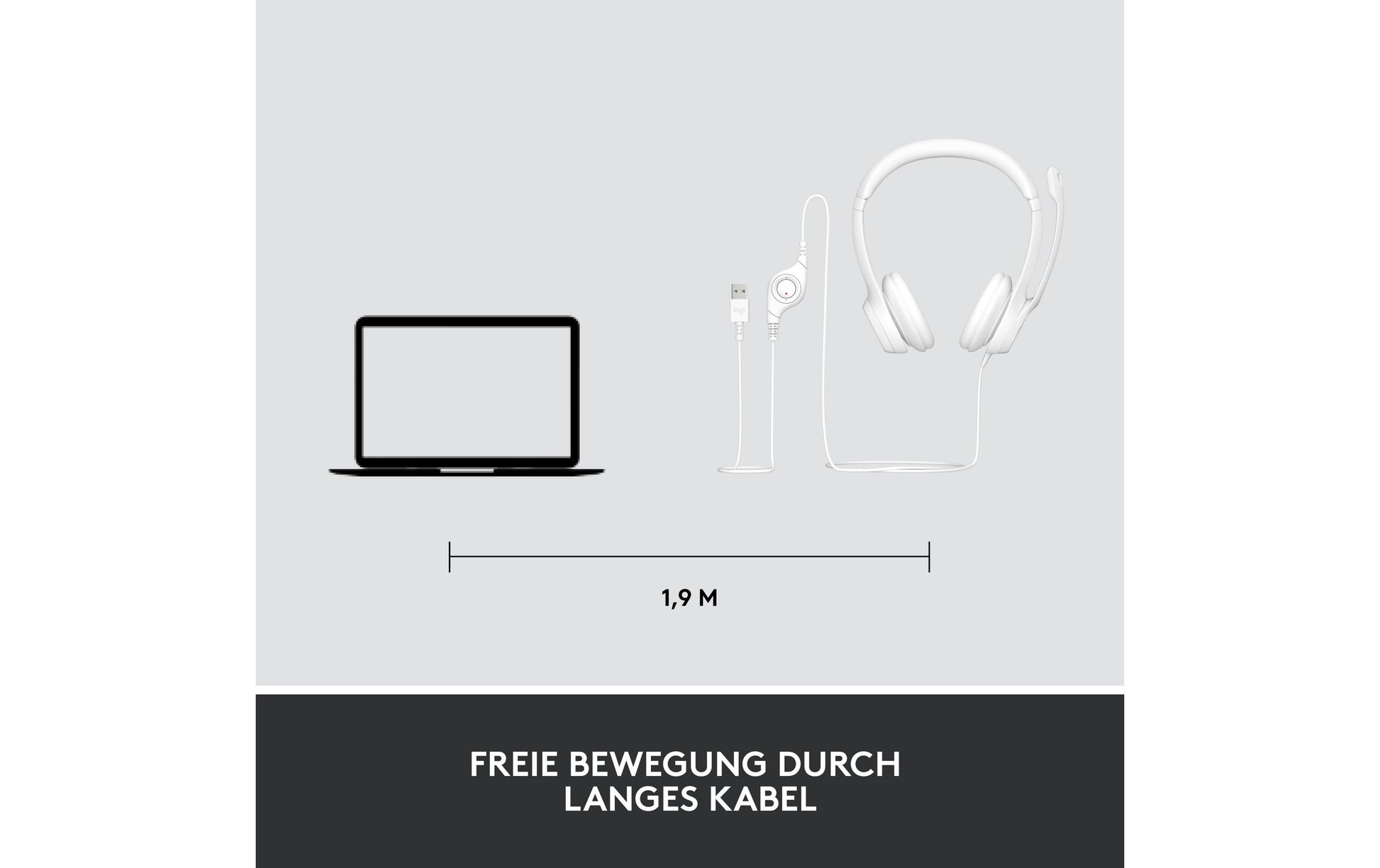 Logitech H390 – Headset – USB‑A, mit Mikrofon – Offwhite