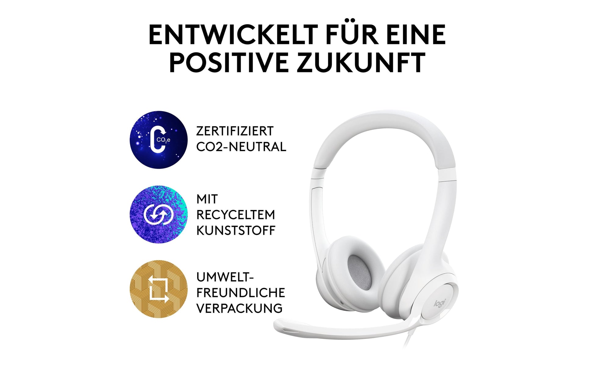 Logitech H390 – Headset – USB‑A, mit Mikrofon – Offwhite