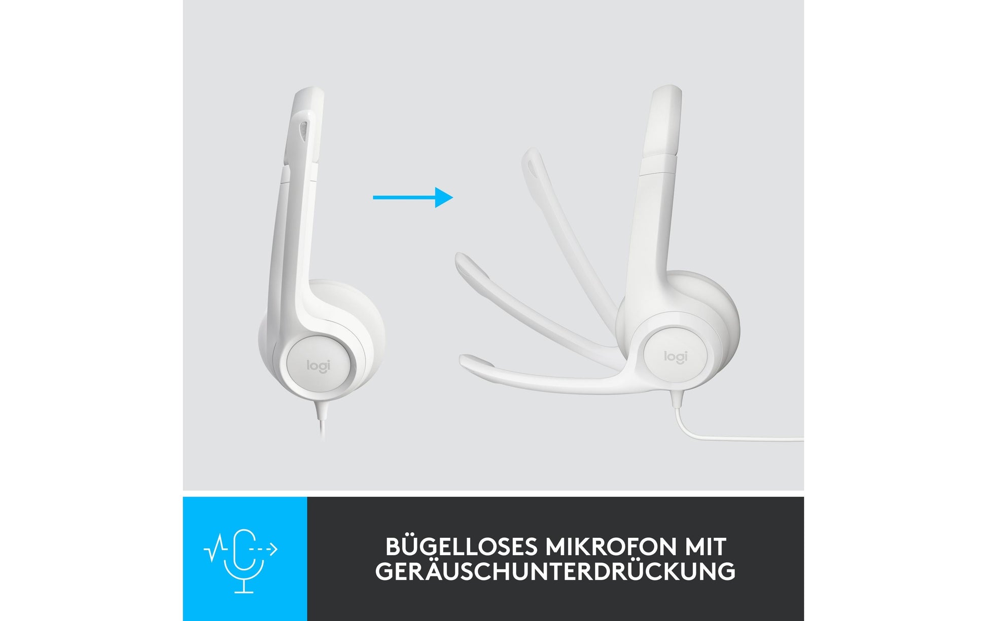 Logitech H390 – Headset – USB‑A, mit Mikrofon – Offwhite