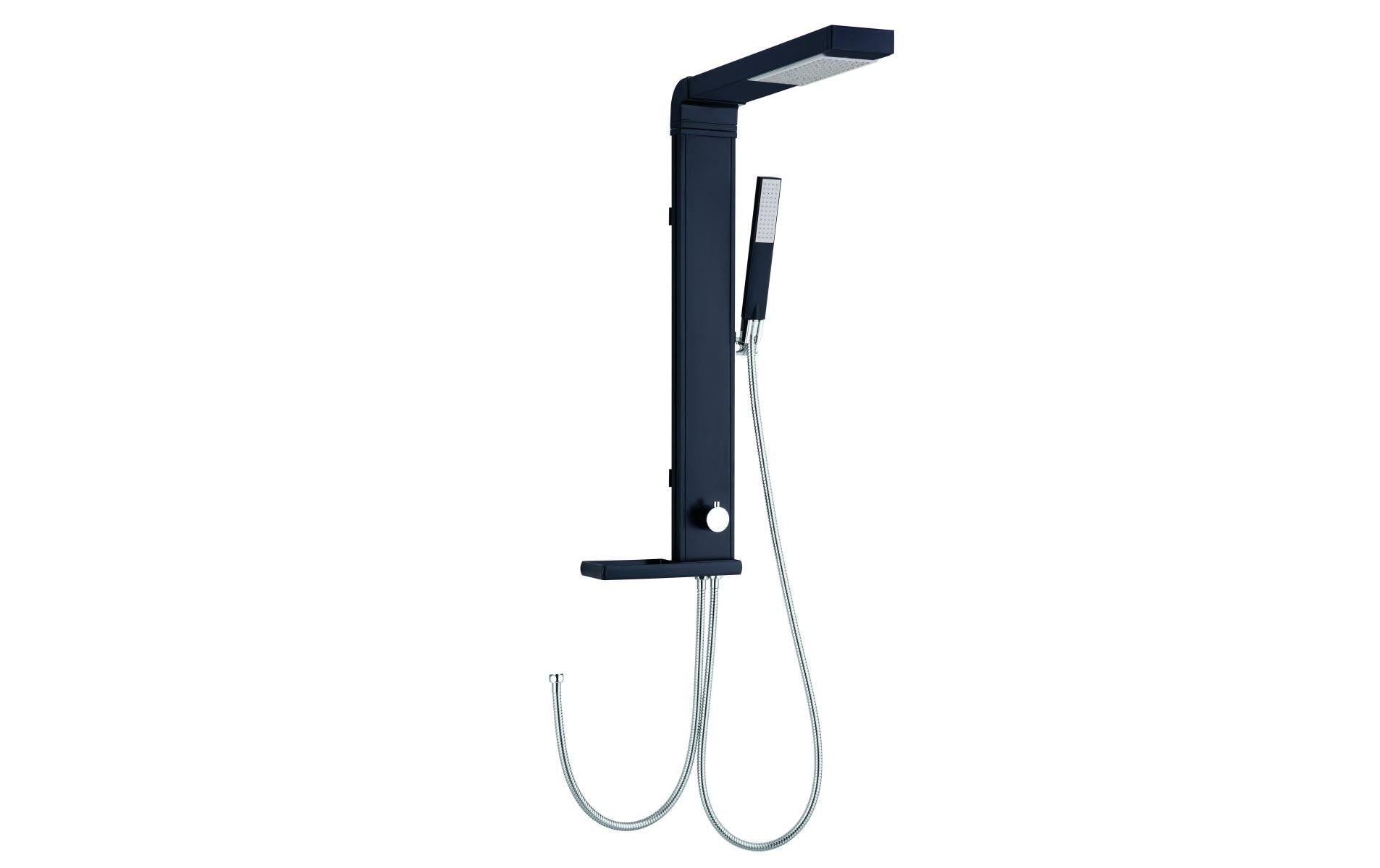 Diaqua Duschpaneel Linus – 1,5 m Schlauch, Aluminium, ohne Mischer, Schwarz