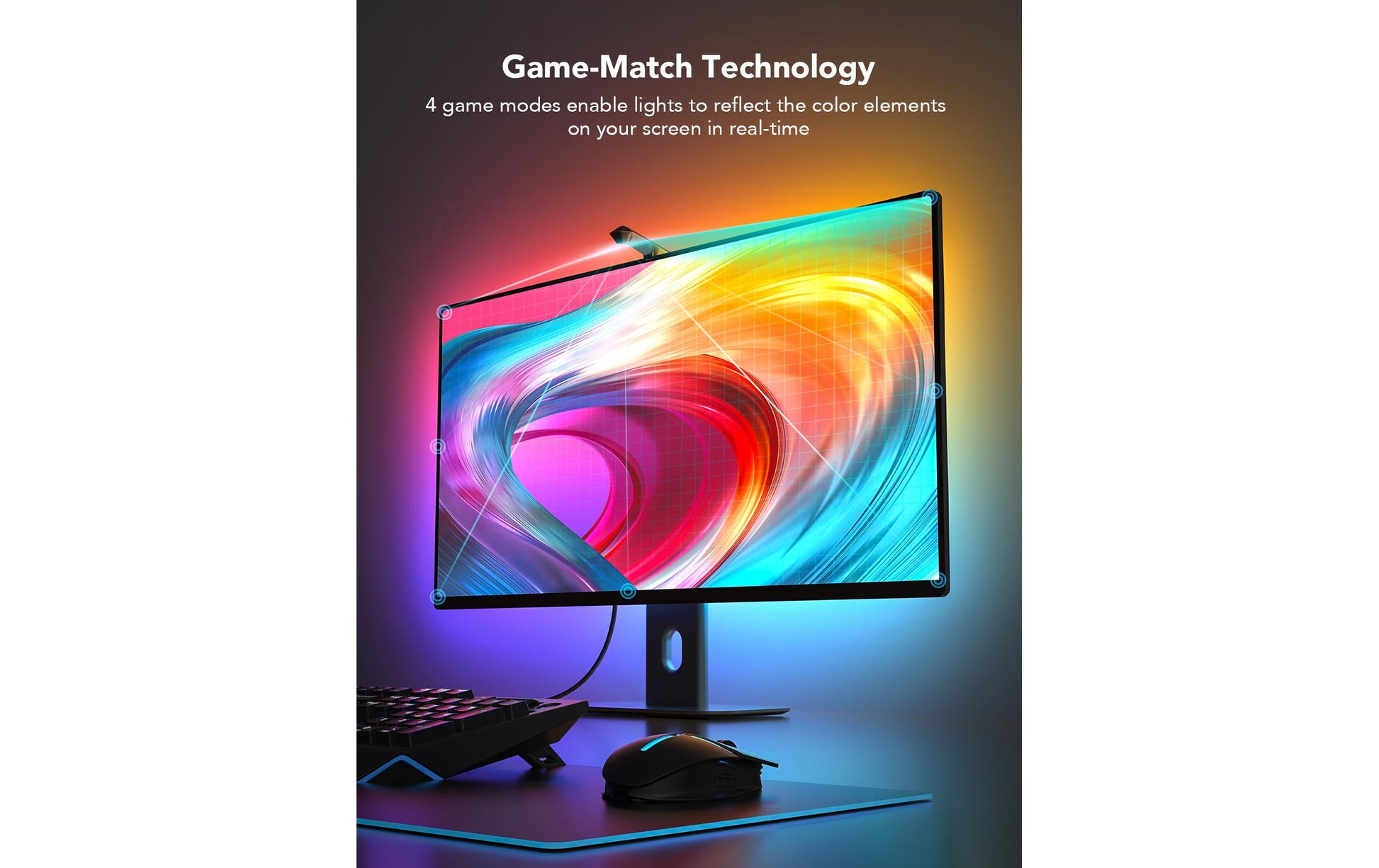 Govee Gaming-Licht DreamView G1 Pro – Starterset, 300 lm, 24 W, RGBIC, WLAN, für PC 24–29", schwarz