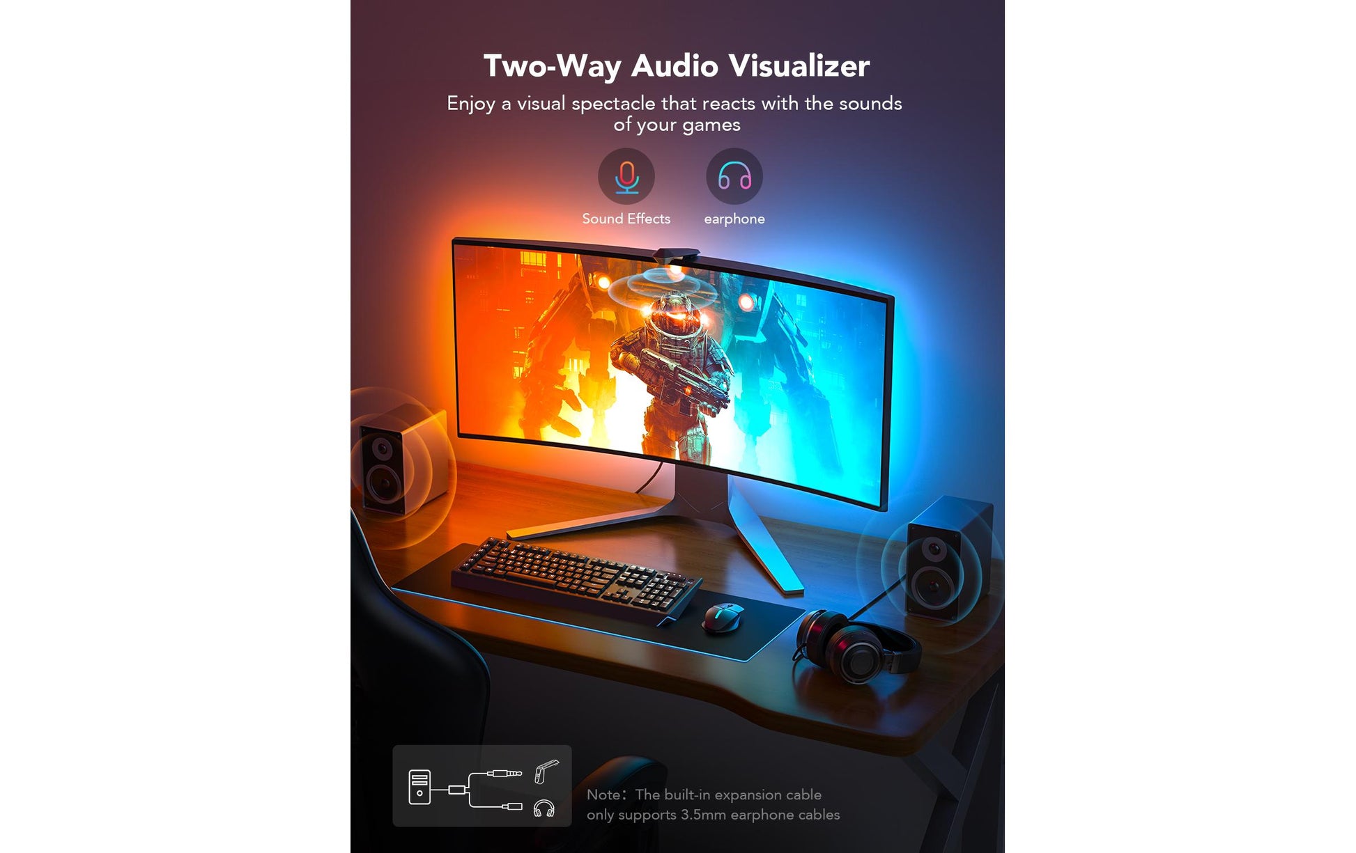 Govee Gaming-Licht DreamView G1 Pro – Starterset, 300 lm, 24 W, RGBIC, WLAN, für PC 24–29", schwarz
