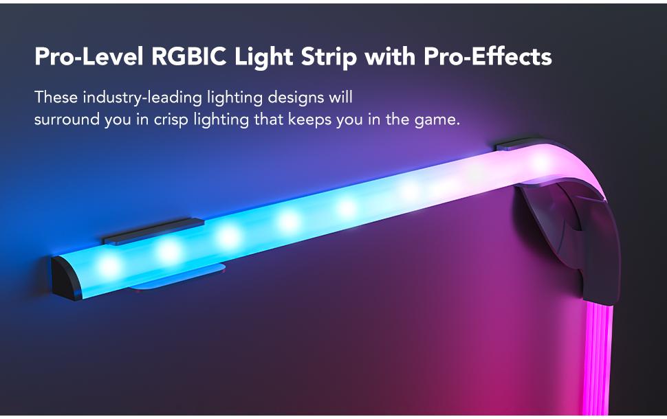Govee Gaming-Licht DreamView G1 Pro – Starterset, 300 lm, 24 W, RGBIC, WLAN, für PC 24–29", schwarz
