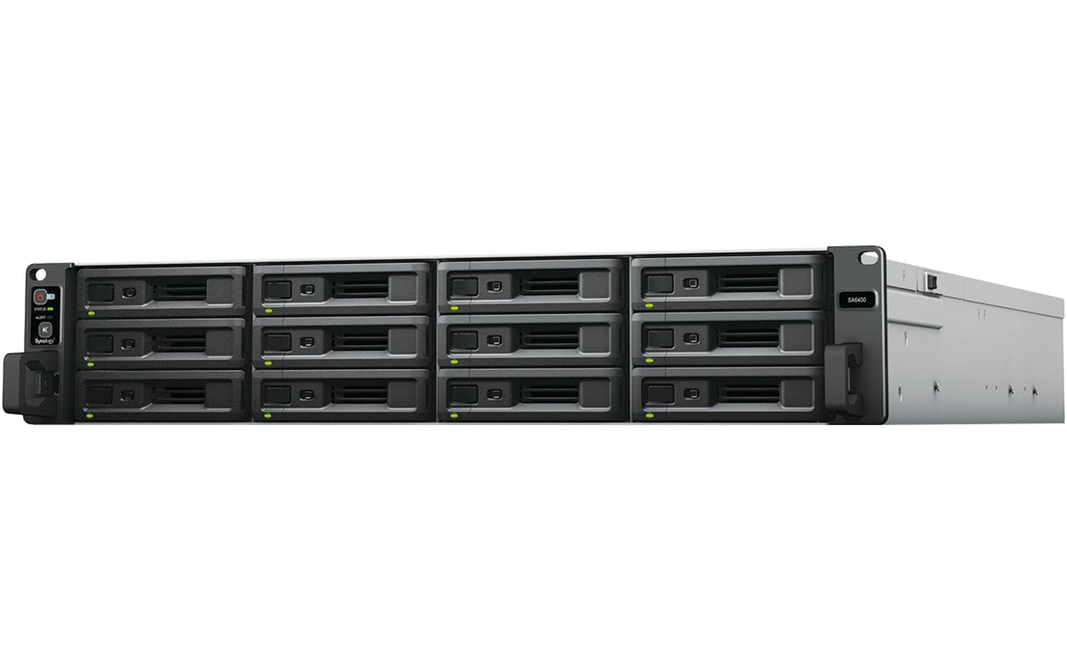 Synology SA6400 – 12-Bay Rack 2U NAS – AMD EPYC 7272, 32 GB RAM, 10GbE, DSM, redundantes Netzteil