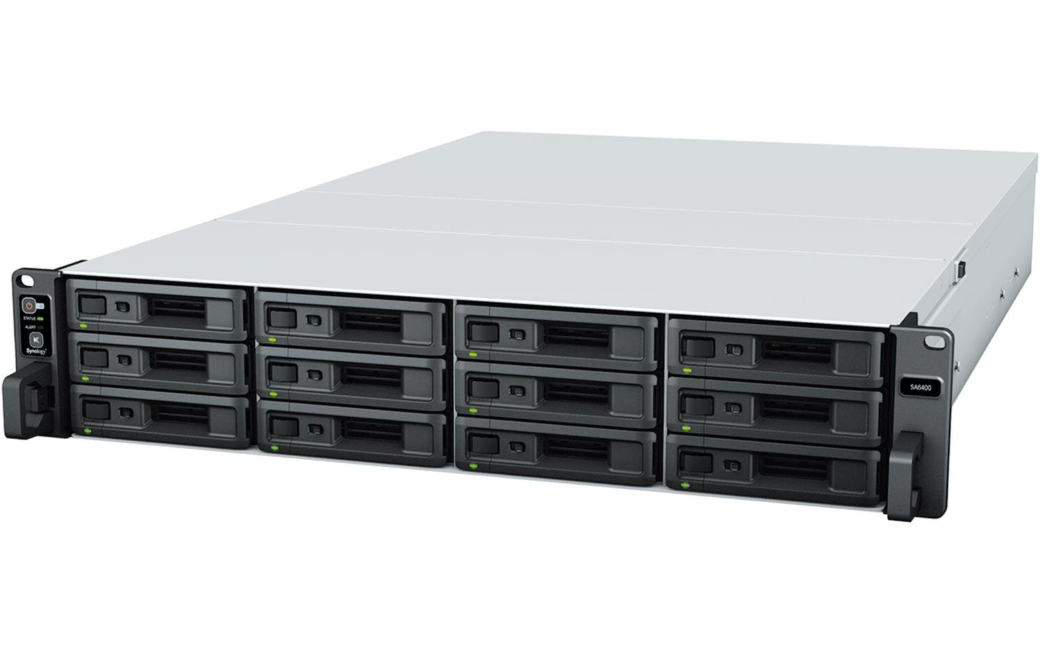 Synology SA6400 – 12-Bay Rack 2U NAS – AMD EPYC 7272, 32 GB RAM, 10GbE, DSM, redundantes Netzteil