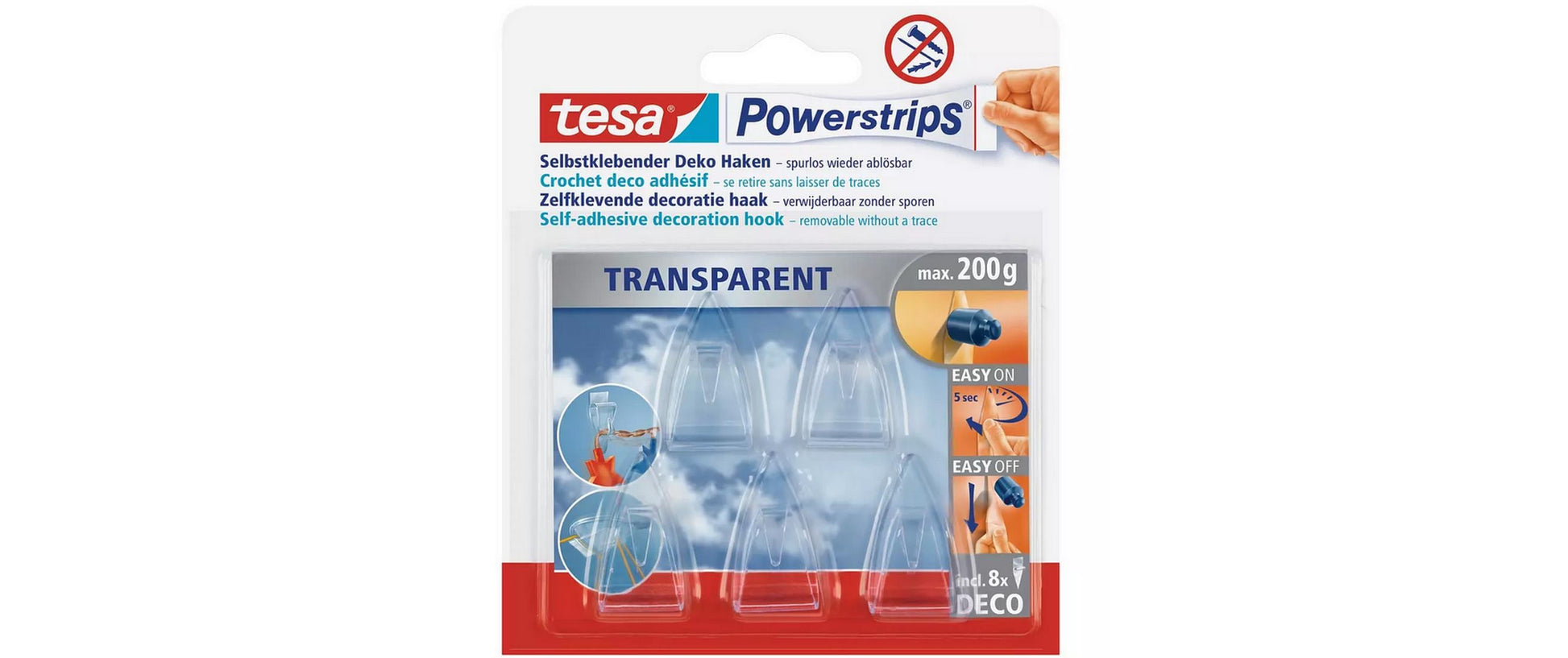 TESA Bildhaken – transparent, 15 Stk.