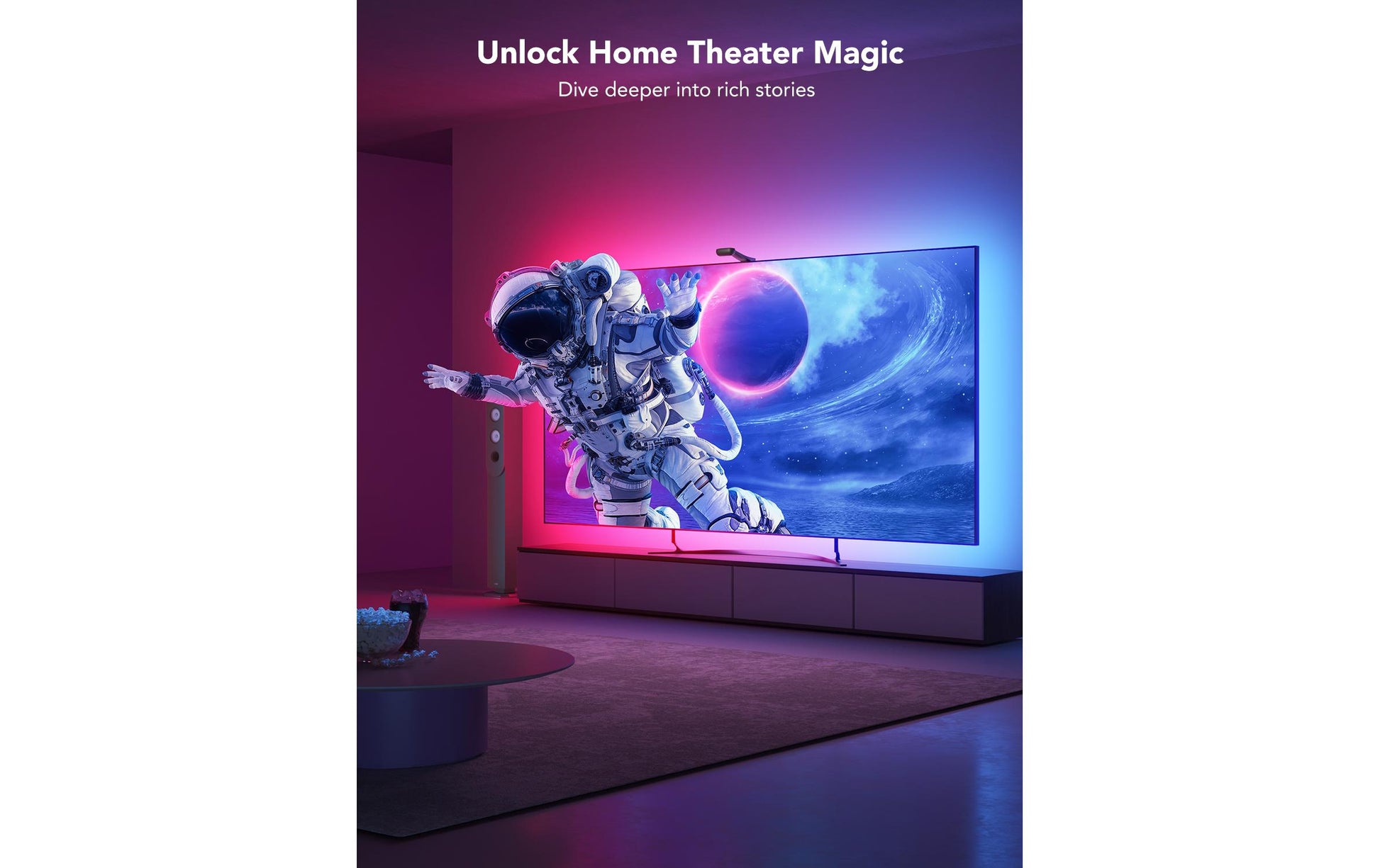 Govee Envisual TV Backlight T2 – LED-Wandumrandung, 5 m, RGBIC, Bluetooth, für 75" Displays