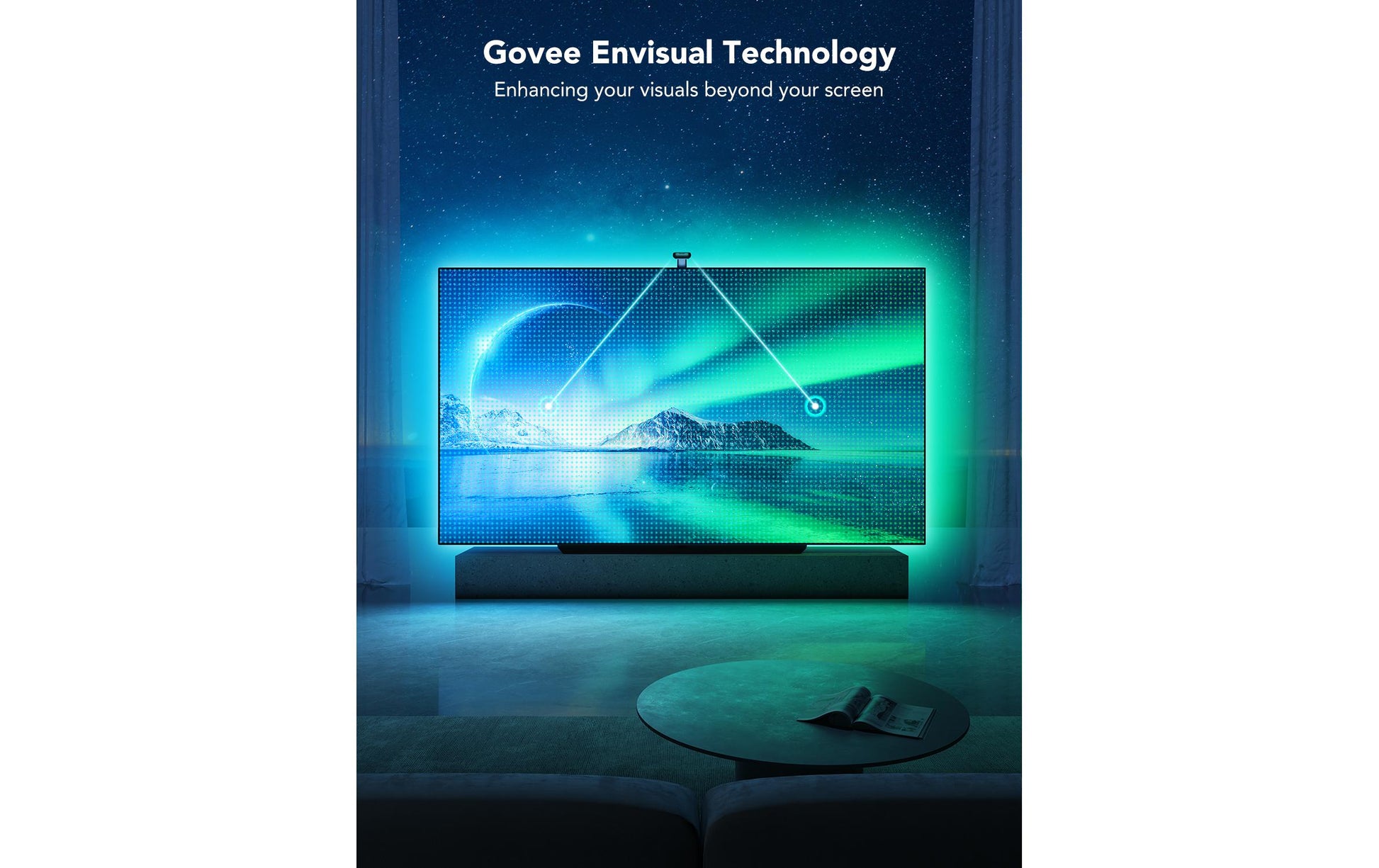 Govee Envisual TV Backlight T2 – LED-Wandumrandung, 5 m, RGBIC, Bluetooth, für 75" Displays