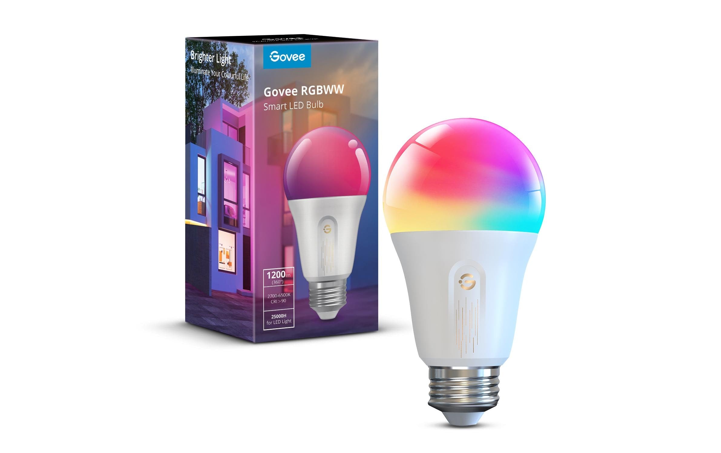 Govee Smart-Leuchtmittel E27 – RGB+CCT 2700–6500 K, 1200 lm, 13 W, WLAN – für Govee Home App – 1 Stk.