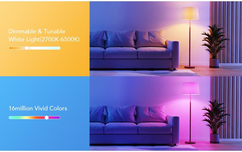 Govee Smart-Leuchtmittel E27 – RGB+CCT 2700–6500 K, 1200 lm, 13 W, WLAN – für Govee Home App – 1 Stk.
