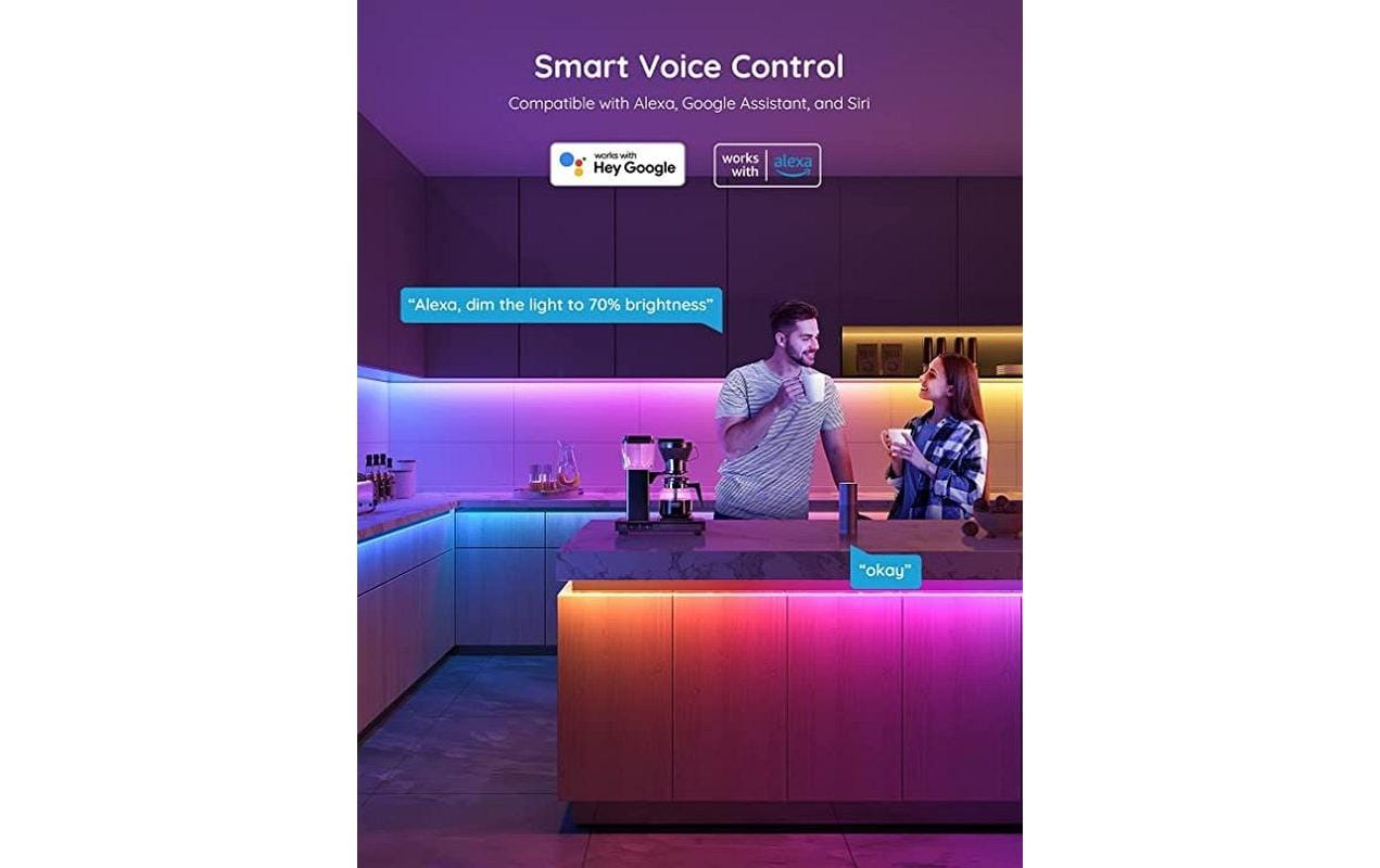 Govee LED-Strip H618A – 5 m, 44 lm, 12 W, RGBIC, WiFi/BT, für Alexa/Google, weiss, Musikmodus