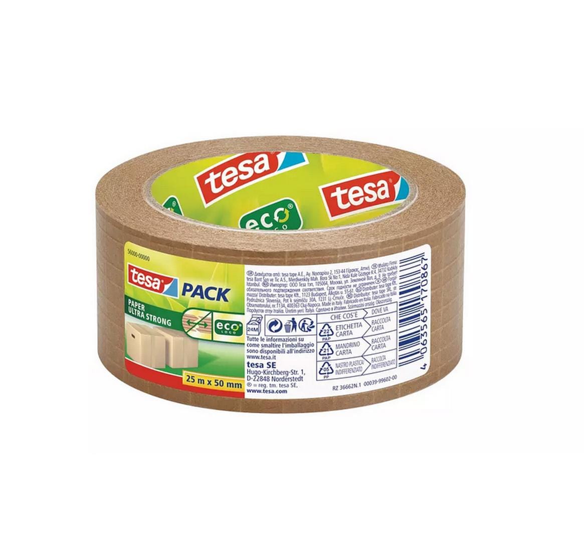 TESA Verpackungsklebeband, Braun, Extra stark, Naturkautschuk – 50 mm × 25 m – 1 Stück