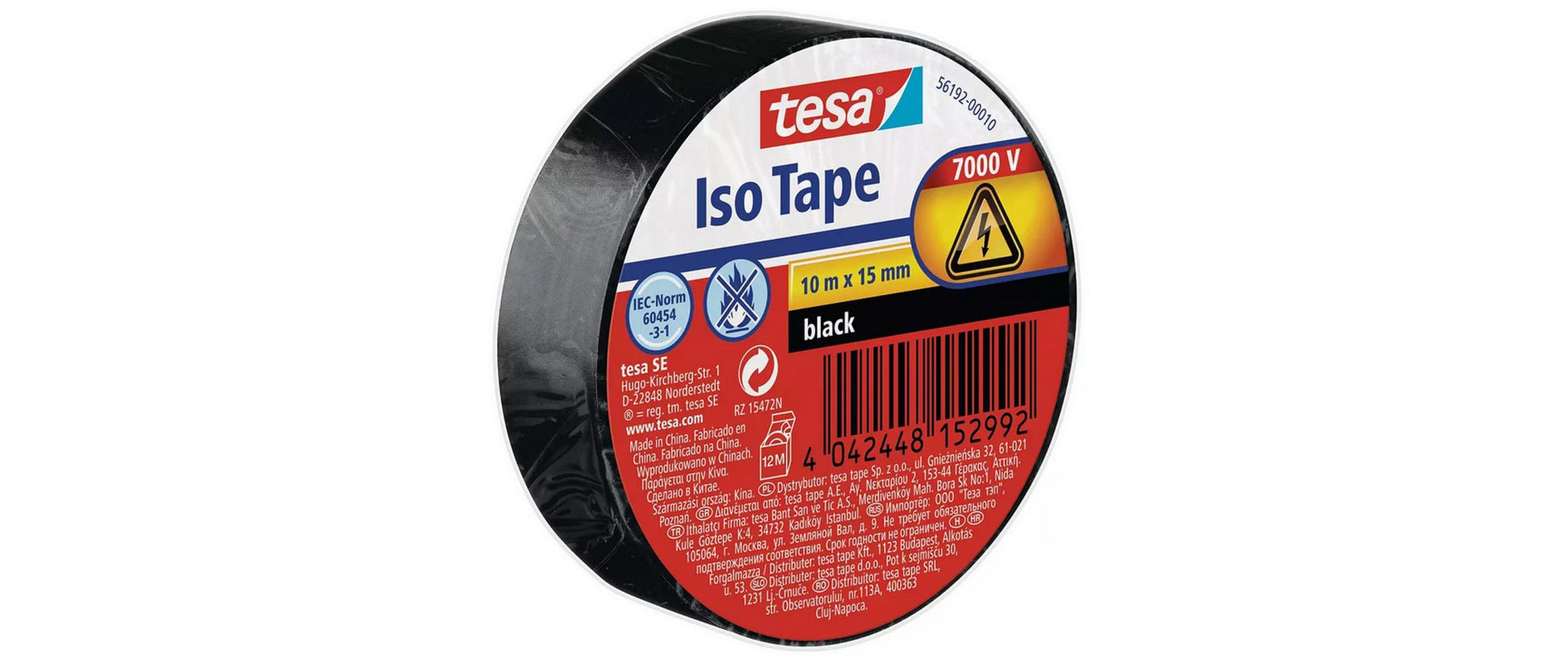 tesa Isolierband – 15 mm × 10 m, schwarz, stark