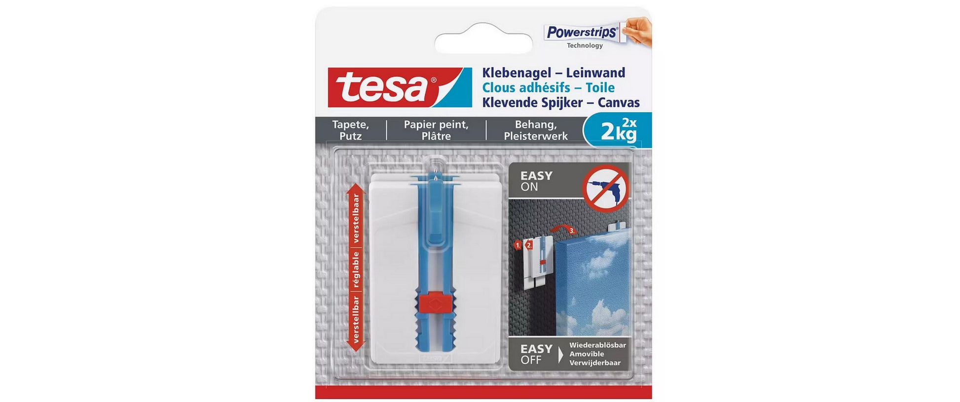TESA Bildhaken – Polystyrol, Weiss, 6er-Pack