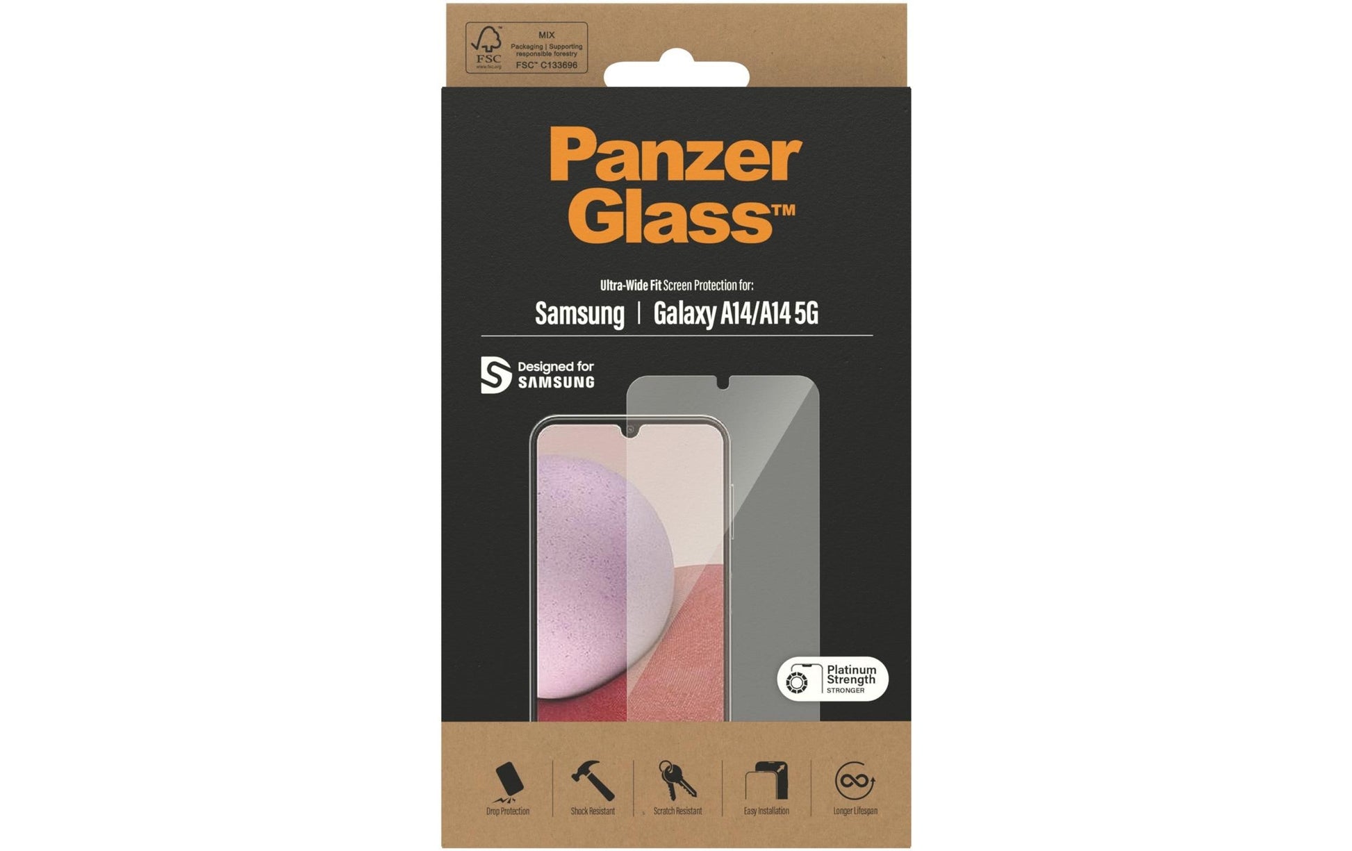 PanzerGlass Displayschutz (Panzerglas), Ultra-Wide Fit – für Galaxy A14/A14 5G