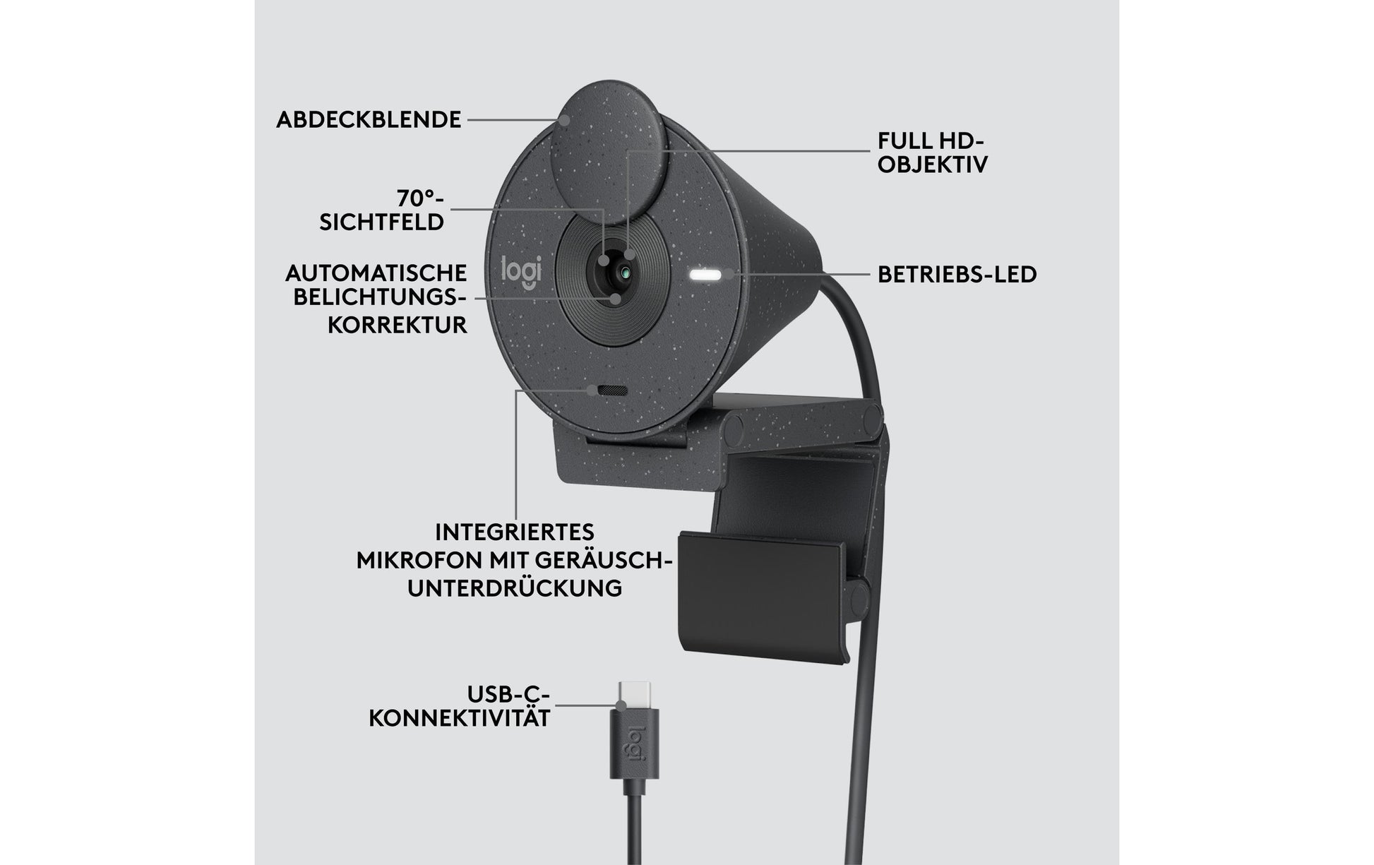 Logitech Brio 300 – Webcam – Full HD 1080p, Graphit