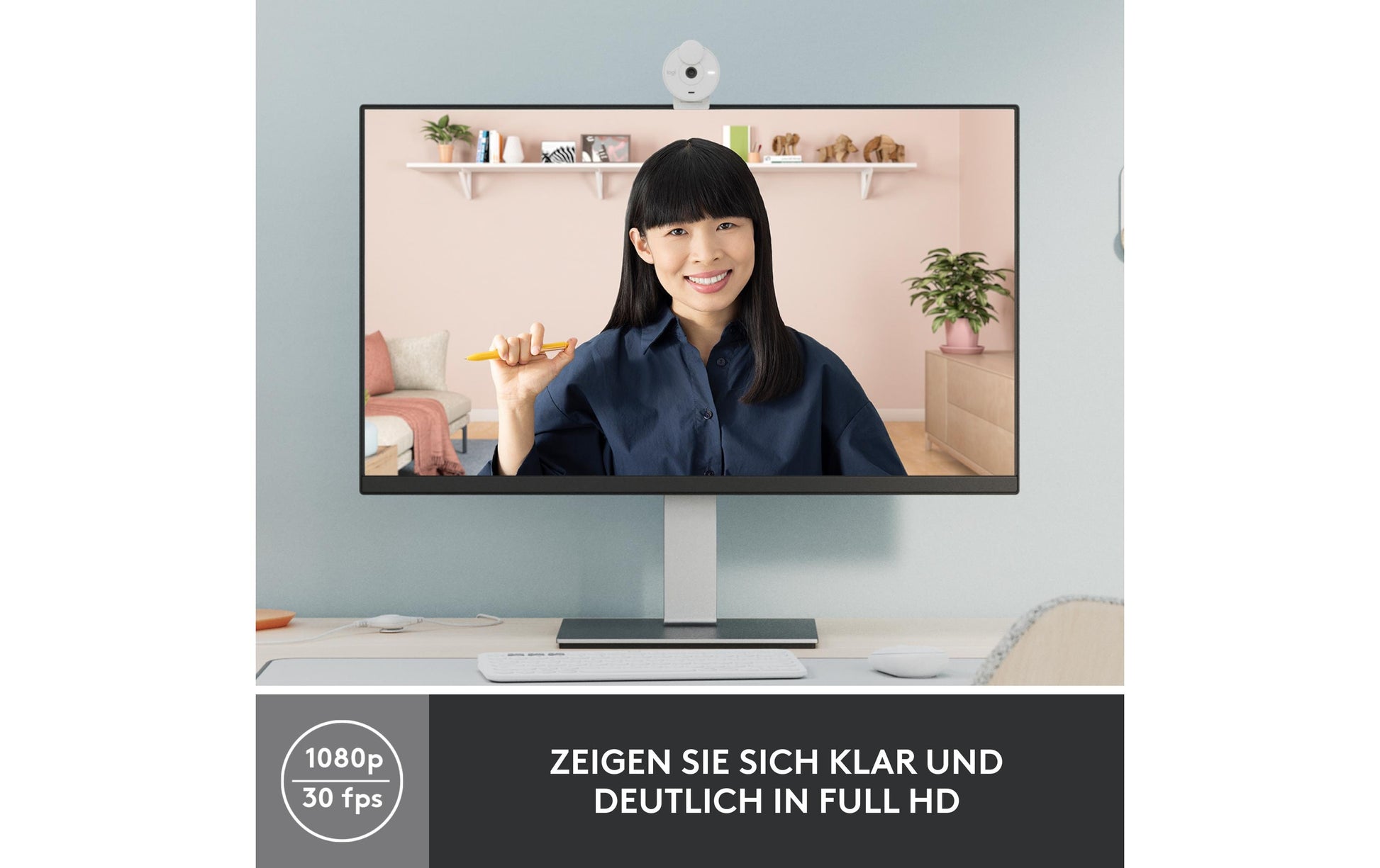 Logitech Brio 300 – Webcam – Full HD 1080p, Off-White