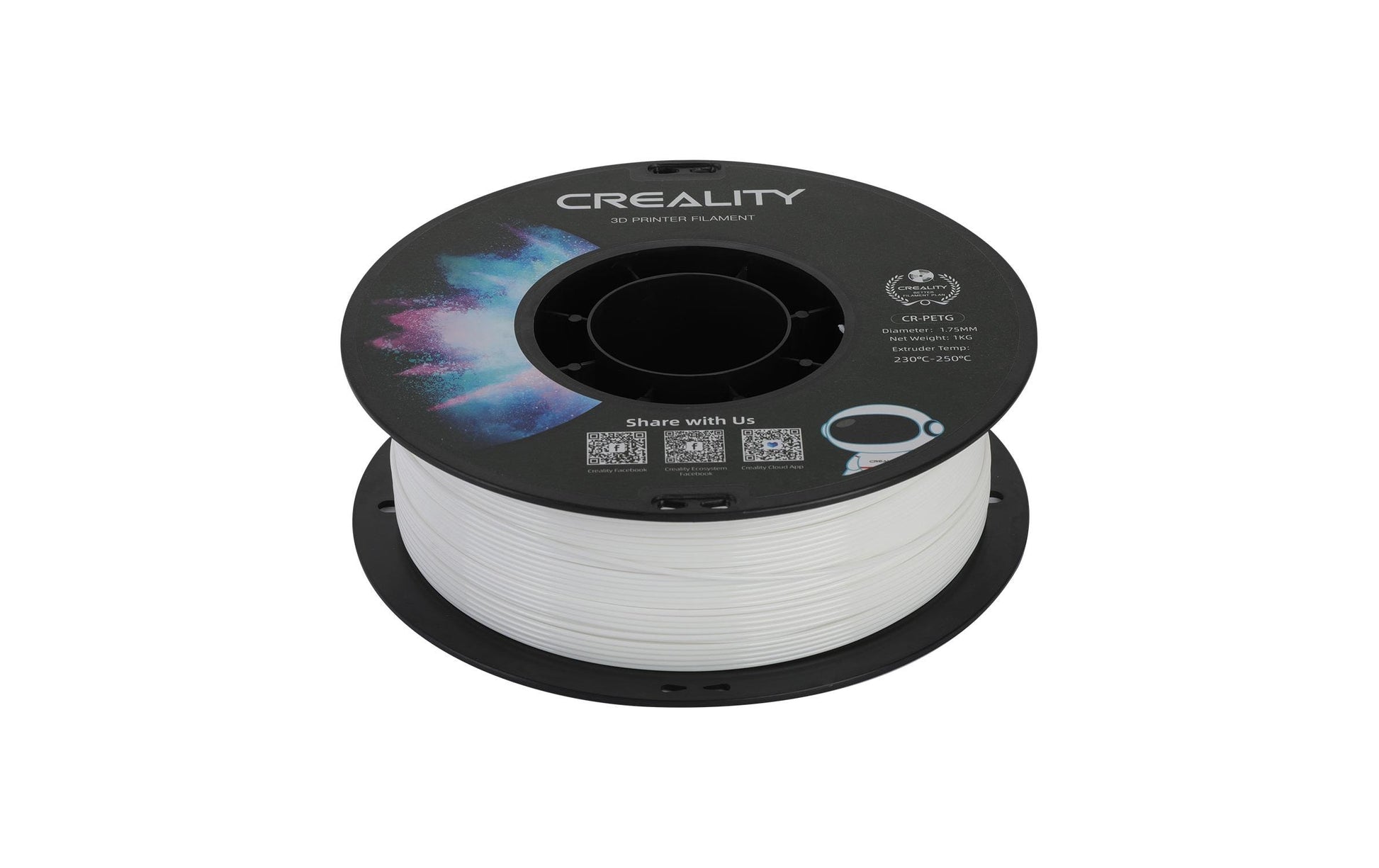 Creality 3D 3D-Drucker-Filament PETG 1,75 mm Weiss, 1 kg – für FDM-3D-Drucker