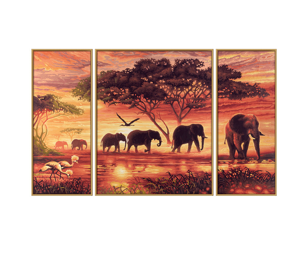 Schipper Malen-nach-Zahlen-Set – Elefanten – 3-teilig, je 80 × 50 cm – ab 8 Jahren