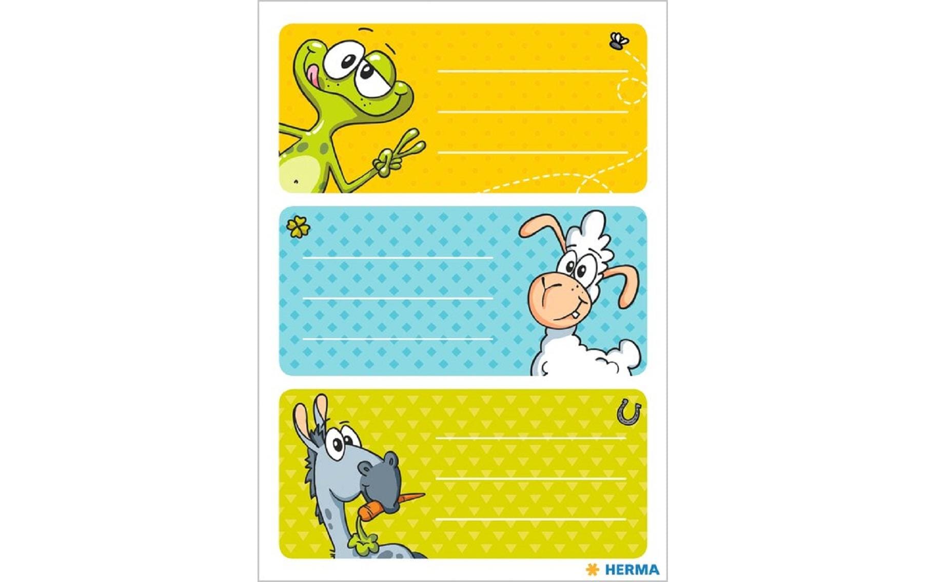 HERMA Vario Schuletiketten – Motiv Witzfiguren – 35 × 76 mm, Abgerundete Ecken, 9 Stk, 3 Bogen