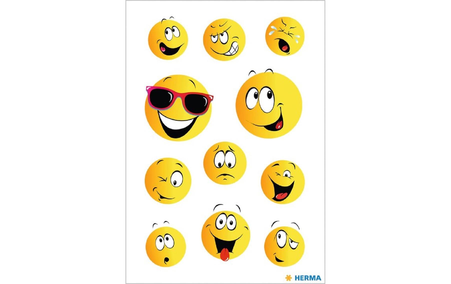HERMA Schmucketiketten – Happy Face – 33 Stück – permanent – mehrfarbig
