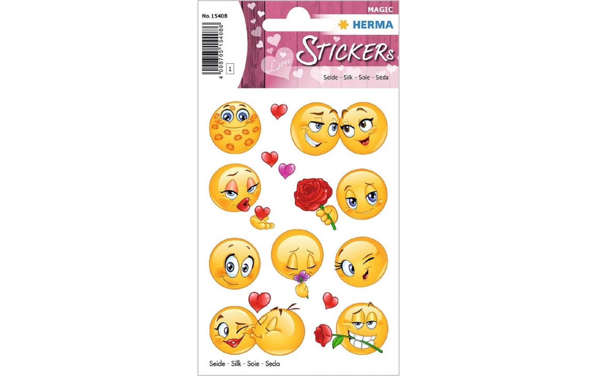 HERMA Schmucketiketten Love Faces – 9 Stück – permanent – mehrfarbig
