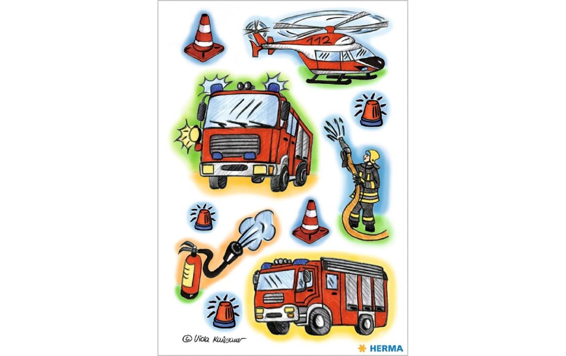 HERMA Schmucketiketten – Feuerwehr – 30 Stück – permanent – mehrfarbig
