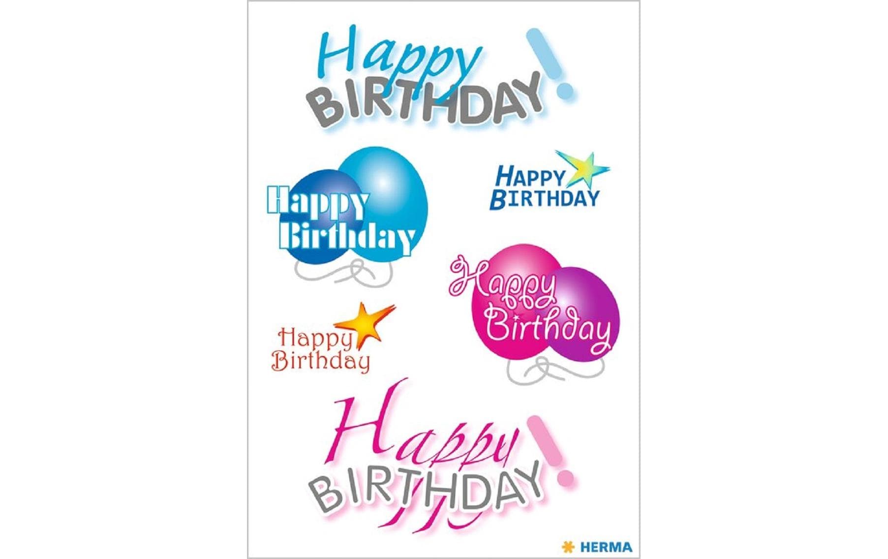 HERMA Schmucketiketten – Happy Birthday – 18 Stück – permanent – mehrfarbig