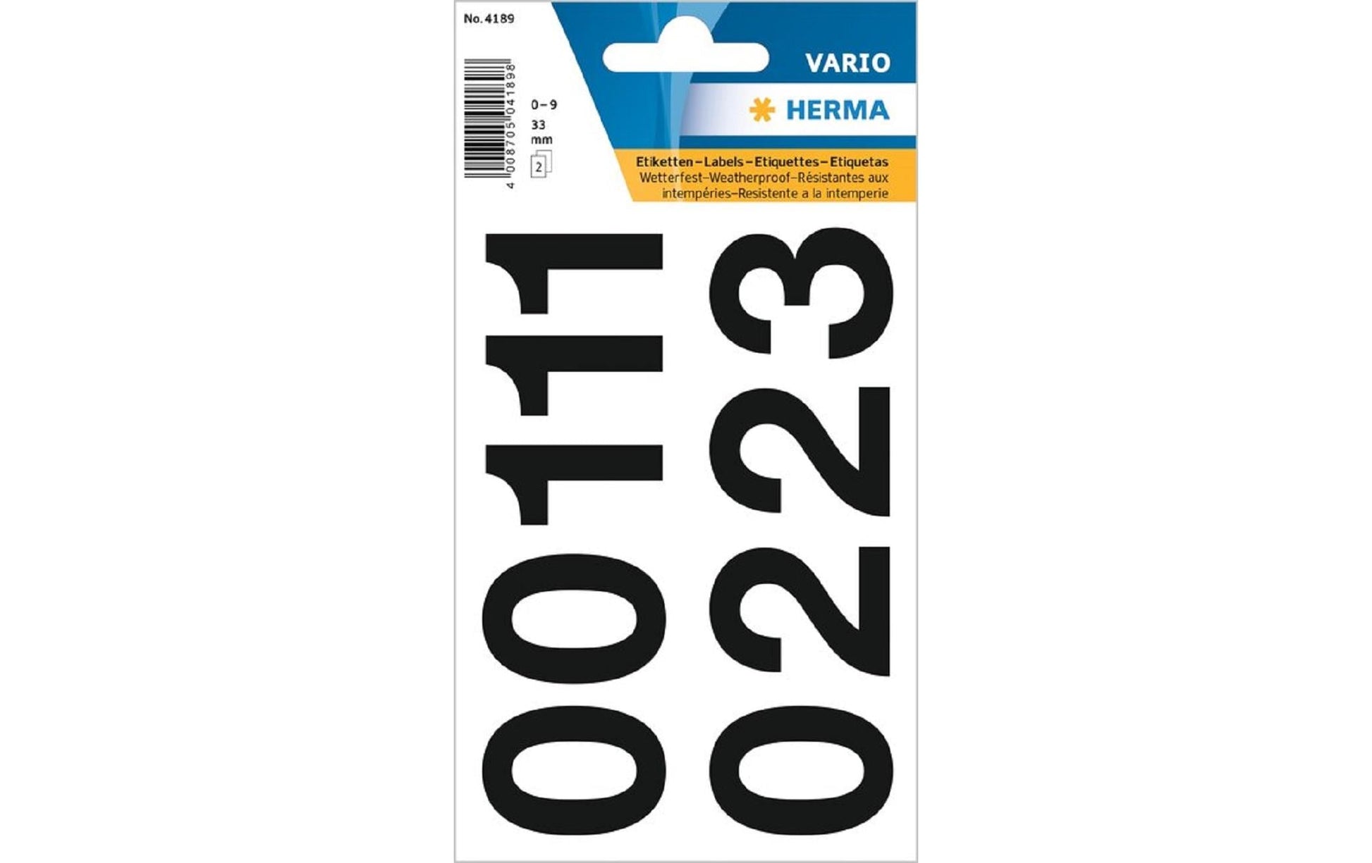 HERMA Vario Schuletiketten – Motiv Buchstaben und Zahlen – 33 mm, 2 Bogen, Folie, permanent haftend