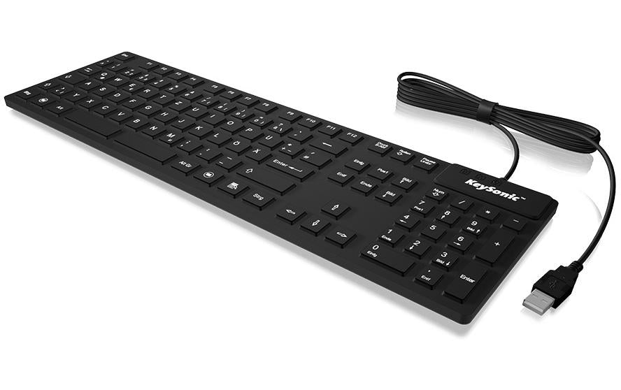 KeySonic Tastatur, kabelgebunden (USB-A), CH-Layout (DE-CH), Fullsize (mit Ziffernblock), Scherenmechanik, IP68