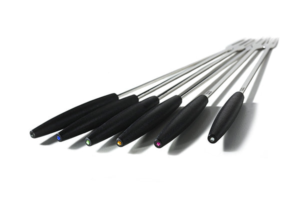 Stöckli Universalfonduegabeln – Edelstahl, 29 cm, schwarz, spülmaschinenfest, 6 Stk.