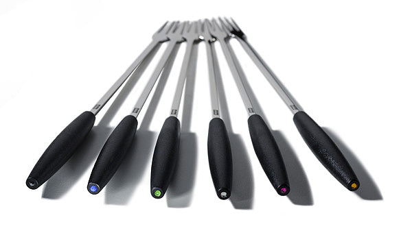 Stöckli Universalfonduegabeln – Edelstahl, 29 cm, schwarz, spülmaschinenfest, 6 Stk.