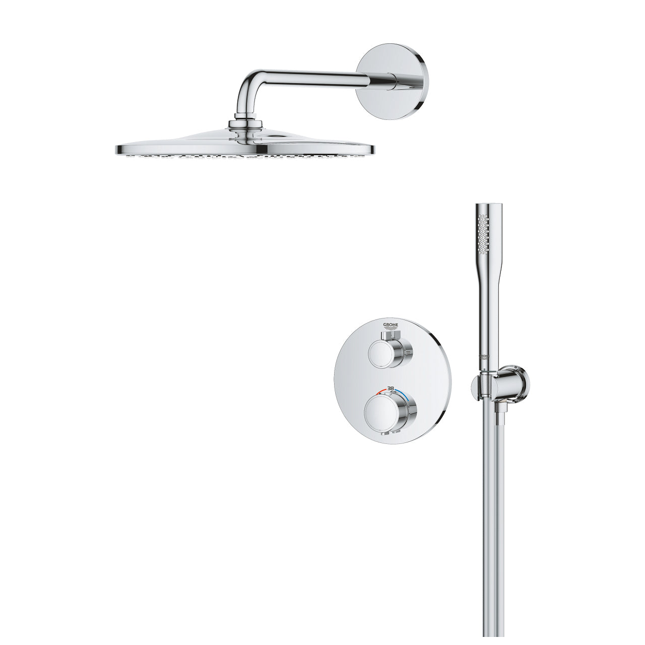 GROHE Unterputz-Badebatterie Precision – 31×57,7×80 cm, Kunststoff, Thermostat, Chrom