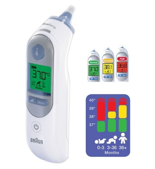 Braun ThermoScan 7 IRT6520 – Infrarot-Ohrthermometer – für Neugeborene, 9 Speicherplätze