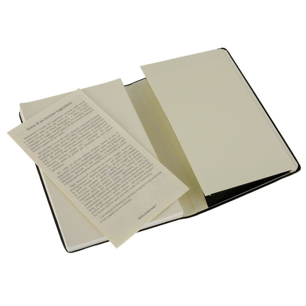 Moleskine Notizbuch, 130 × 210 mm, liniert, Leimbindung, Hardcover, 240 Seiten, 70 g/m² – schwarz