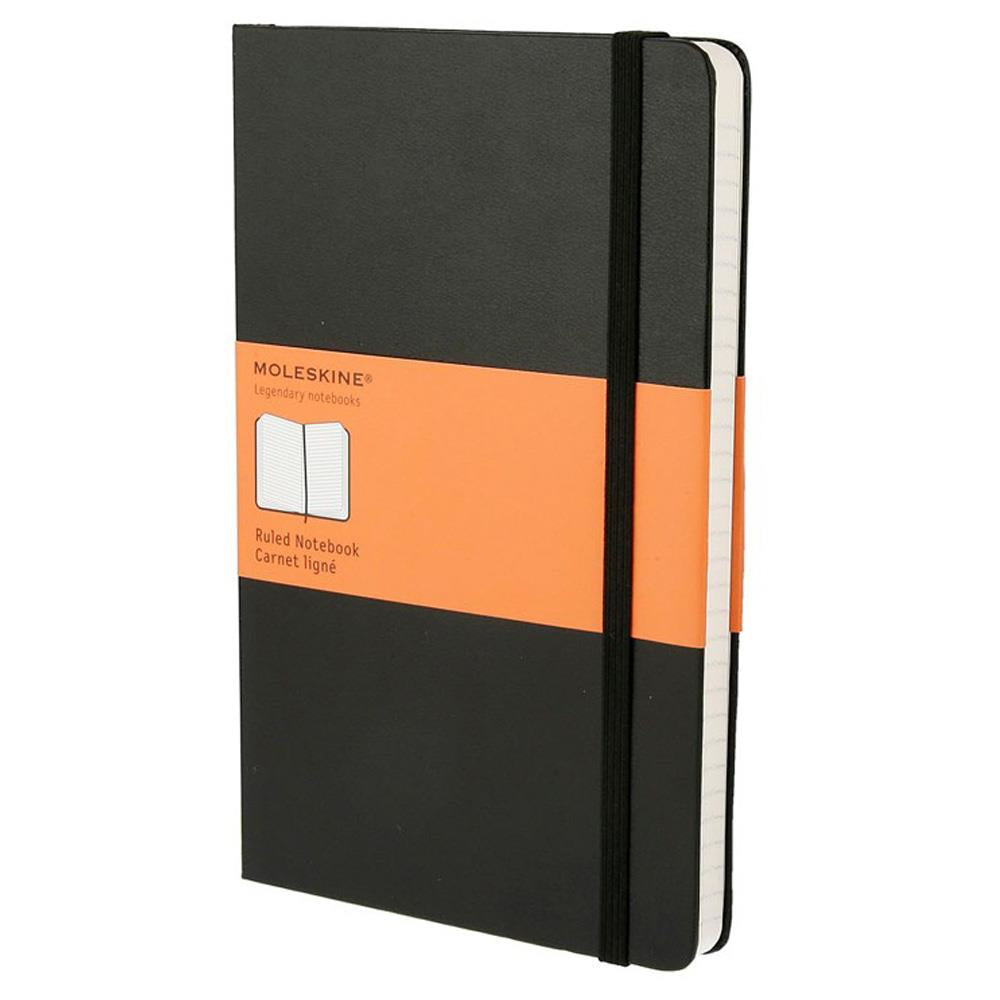 Moleskine Notizbuch, 130 × 210 mm, liniert, Leimbindung, Hardcover, 240 Seiten, 70 g/m² – schwarz
