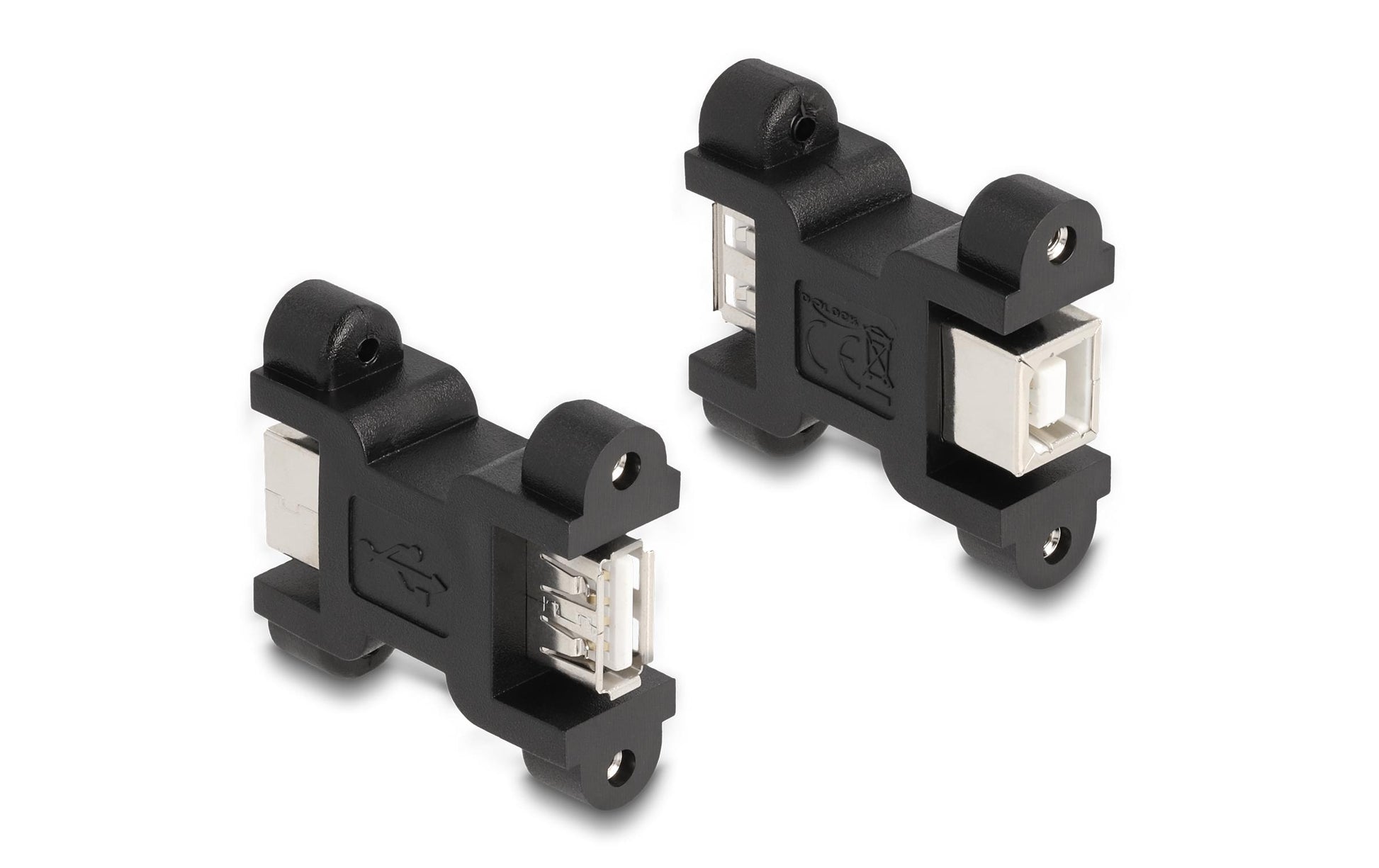 DeLOCK USB-Adapter USB-A auf USB-B – USB 2.0 (480 Mbit/s) – Verschraubbar – Schwarz